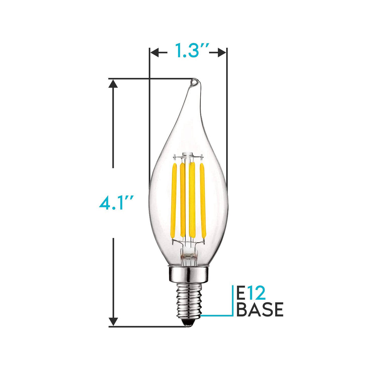 16 Pack 5w 550 Lumens 3000K Soft White Dimmable Flame Tip Clear Glass LED Bulb V3389