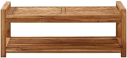 48 Chevron Acacia Wood Patio Storage Bench D7962