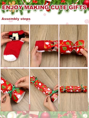 48 Pcs Fuzzy Christmas Socks and Candy Gift Boxes C736