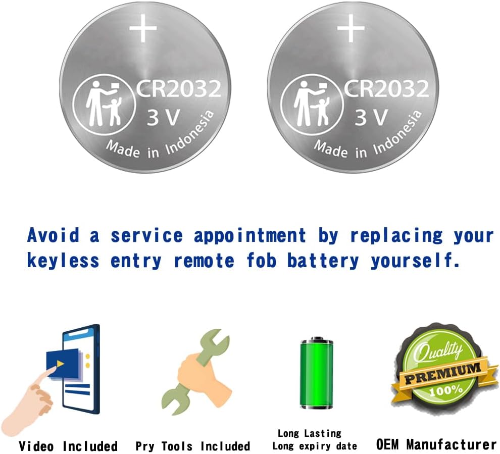 2Pack CR2032 Remote Key Fob Battery A3112