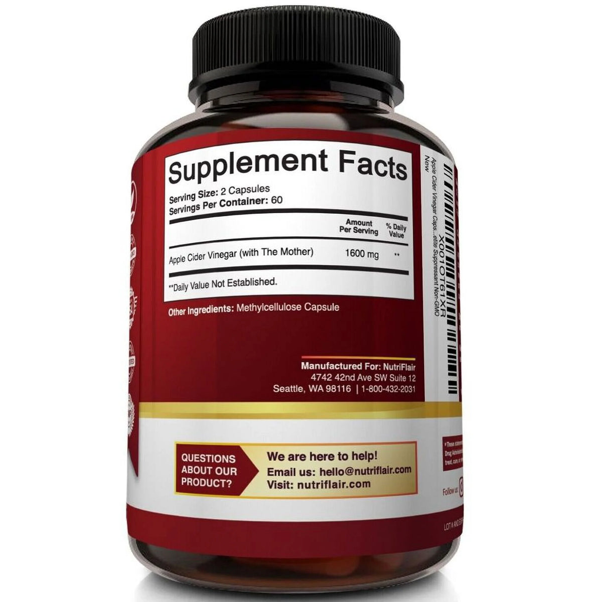 1600mg 120 Capsule Apple Cider Vinegar Capsules C52322