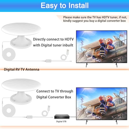 720° Long Range Omni Directional Digital HD TV Antenna with Signal Booster and 35ft Cable M880