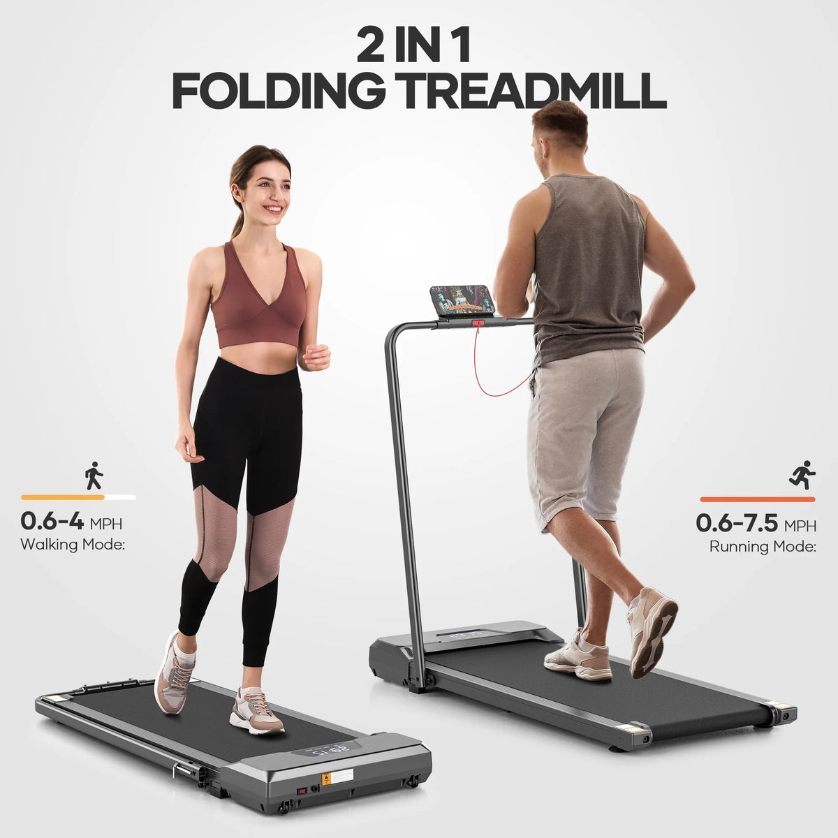 2 in 1 Folding Treadmill 7.5 MPH with Remote Control L949027