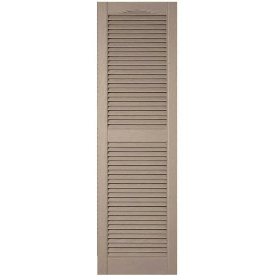 Vinyl Cathedral Top Center Mullion Open Louver Shutters with Shutter-Loks per Pair M338404