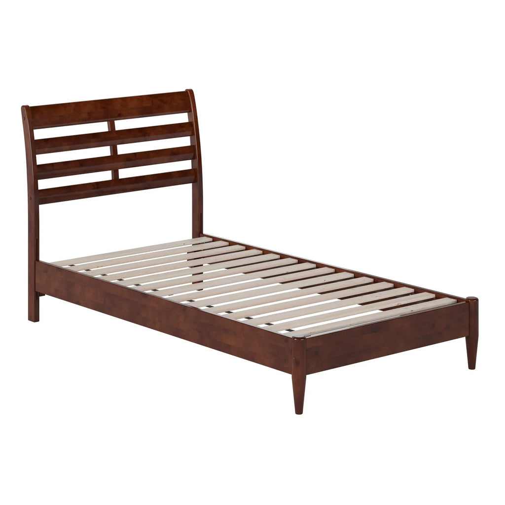 Twin Wood Low Profile Platform Bed in Walnut M711
