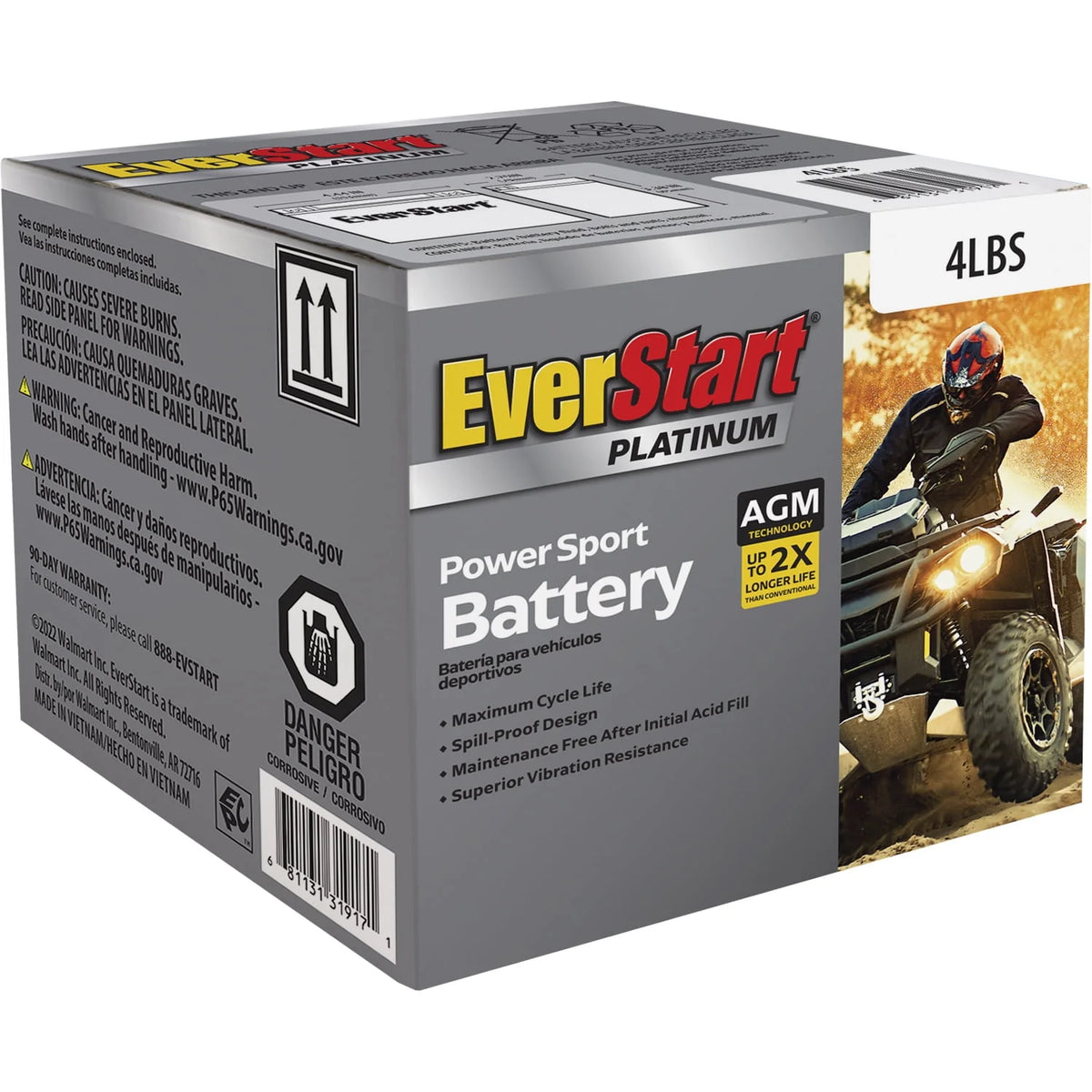 AGM Power Sport Battery Group Size 4LBS 12 Volt 50 CCA A80358