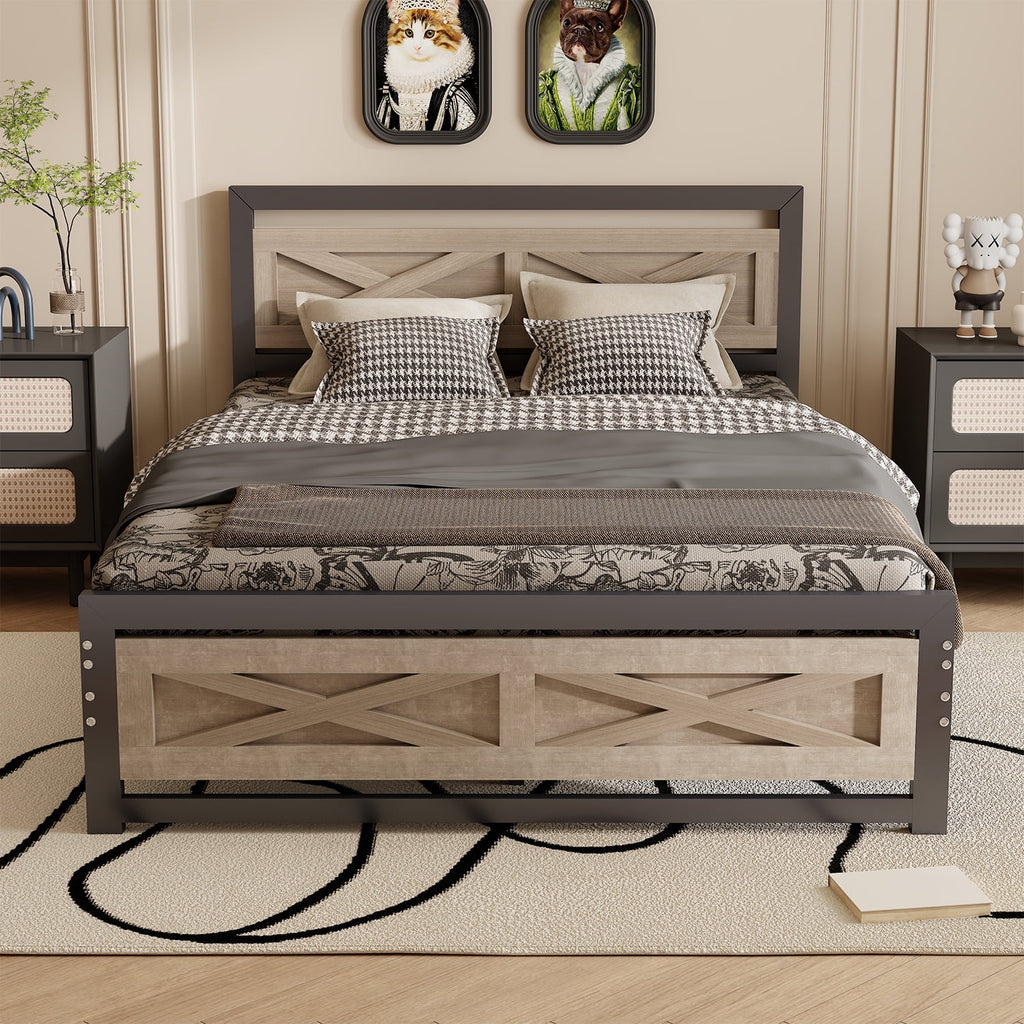 Platform Bed Frame with Headboard, Twin Size Bed C283