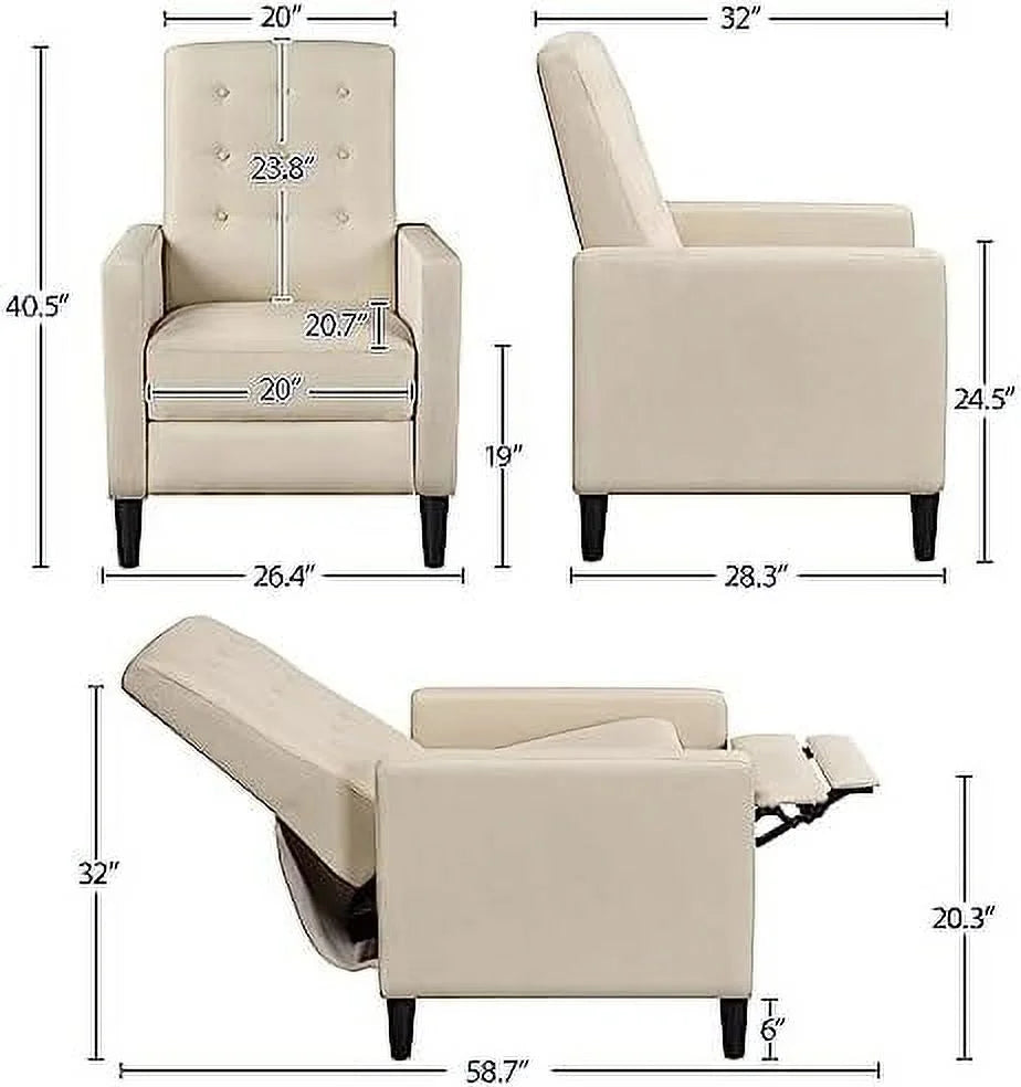 Fabric Recliner Chair with Thicker Seat Cushion Pocket Spring J615