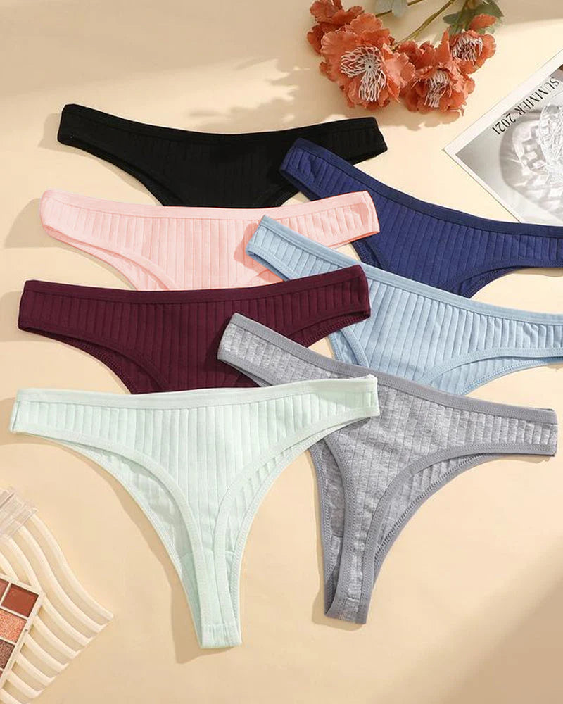 Low-Rise Cotton Thong Panty 9 Pack J5000