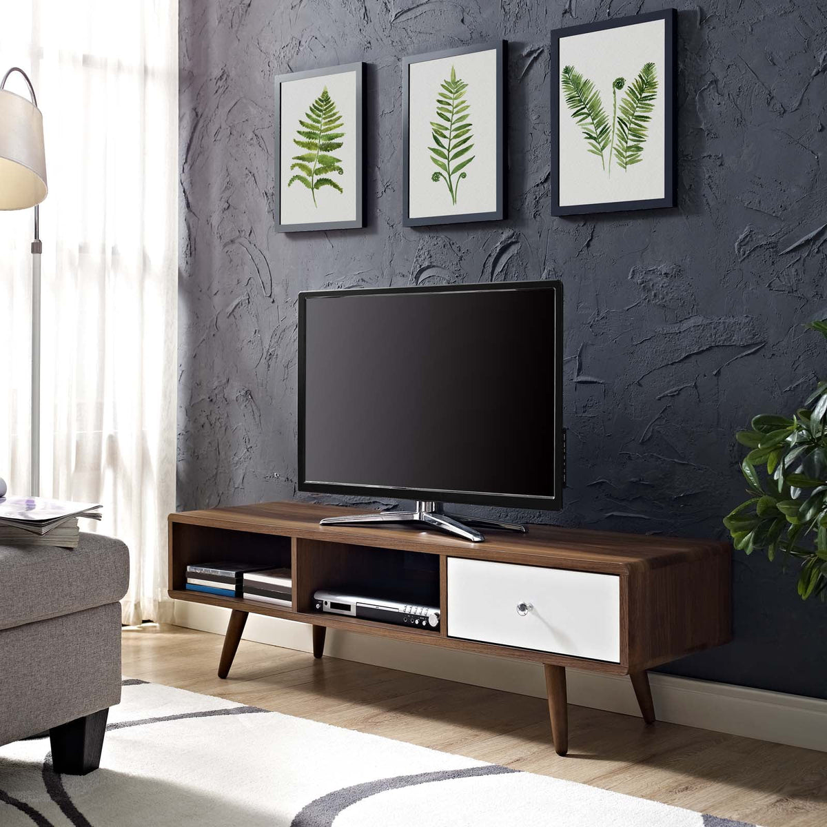 55” Walnut White TV Stand M45021