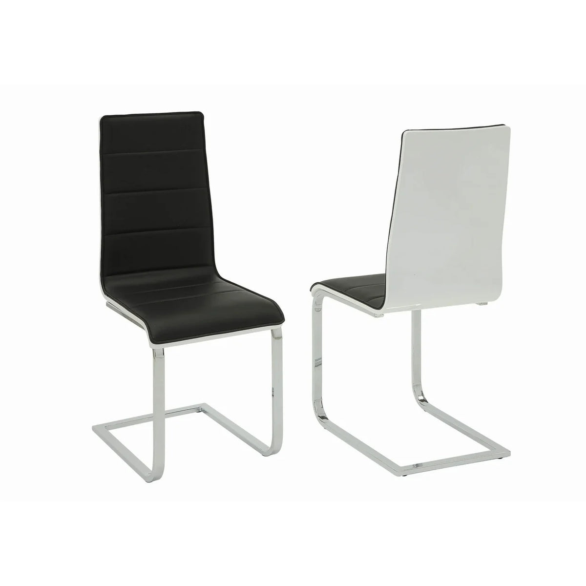 Set of 2 White and Black Metal Dining Chairs S724