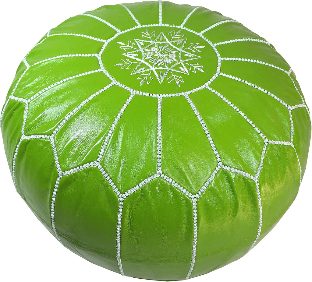 Leather Ottoman Pouf Cover, Hand Stitched, Unstuffed T9950