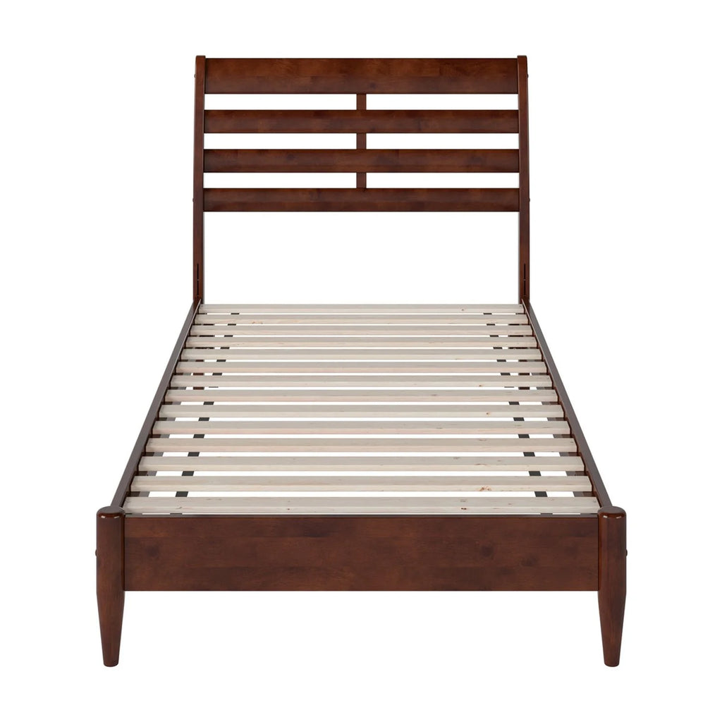 Twin Wood Low Profile Platform Bed in Walnut M711
