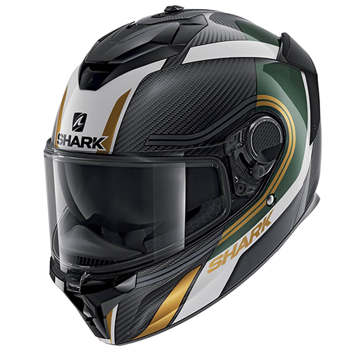Carbon Green Gold Motorcycle Helmet P63917
