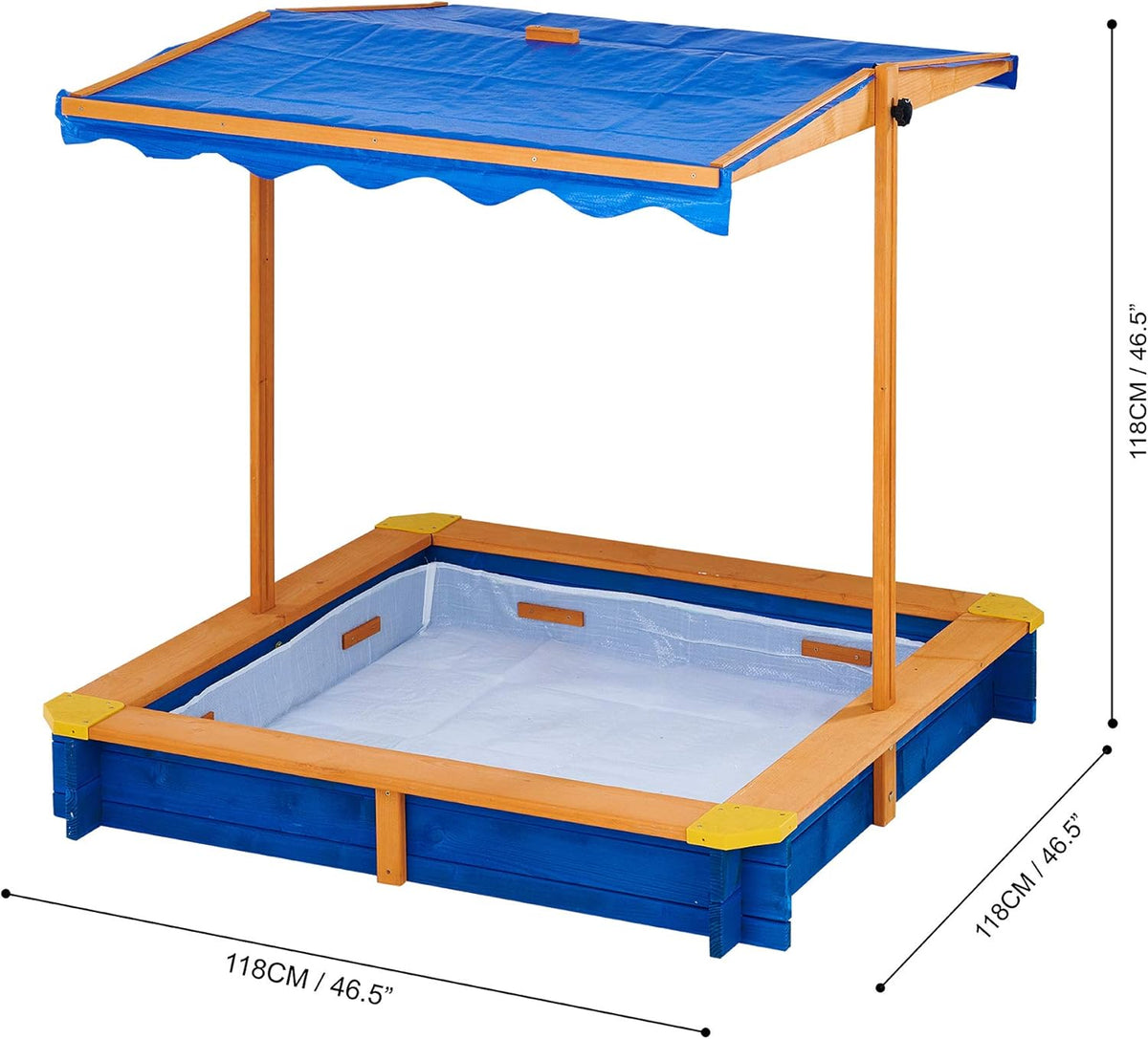 Wooden Outdoor Kids Sandbox with Canopy L408304