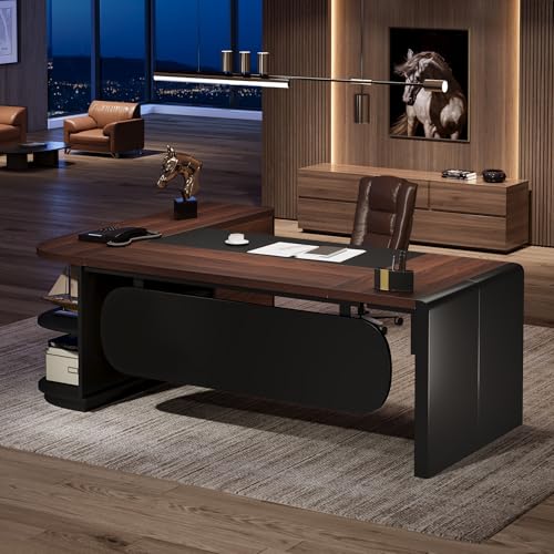 80'' L-Shaped Desk with Drawers Cabinet and Storage Shelves S240933
