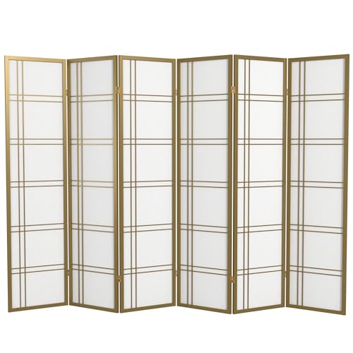 6 ft. Tall 3 Panels Grey Shoji Screen Room Divider E296