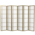 6 ft. Tall 3 Panels Grey Shoji Screen Room Divider E296