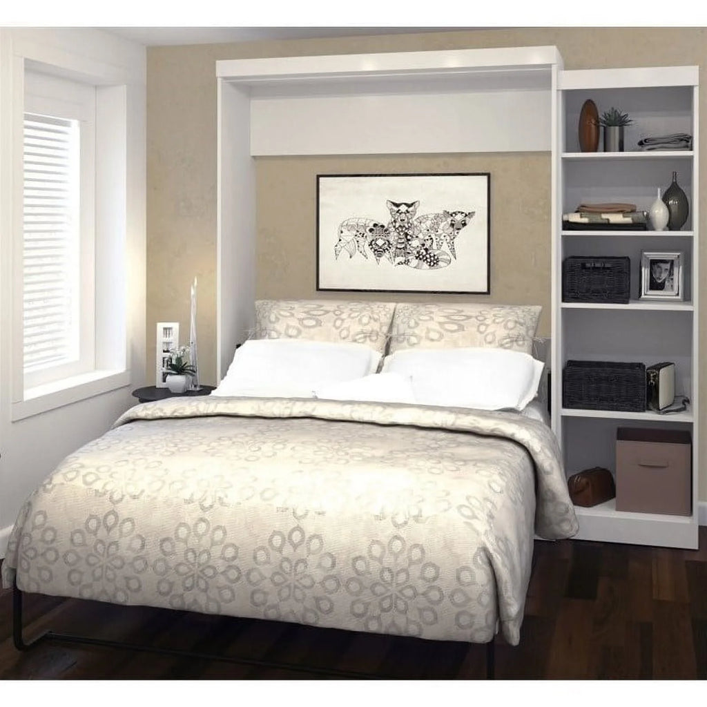 Queen Wall Bed with Storage in White I2317