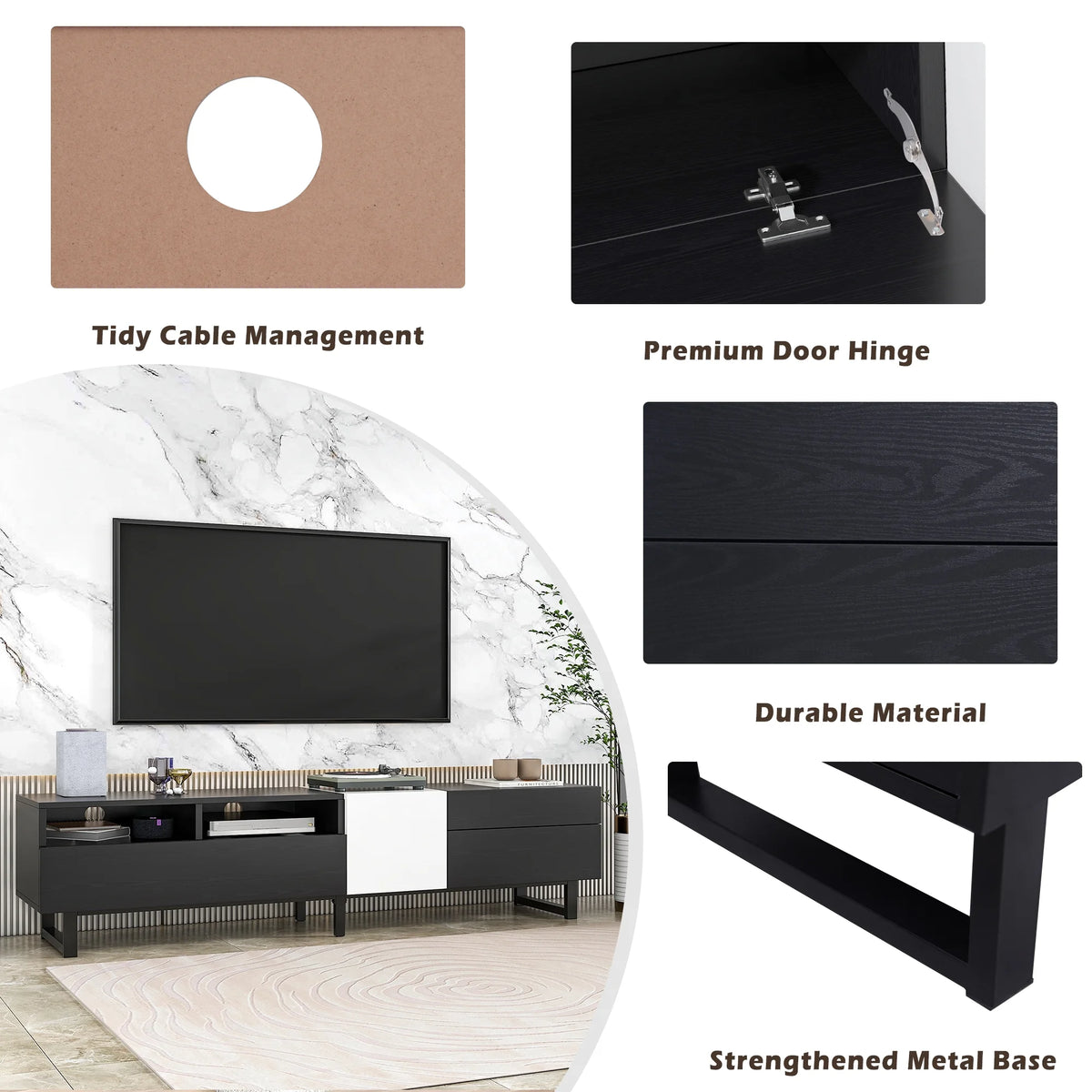 Modern TV Stand with Double Storage Space B71193