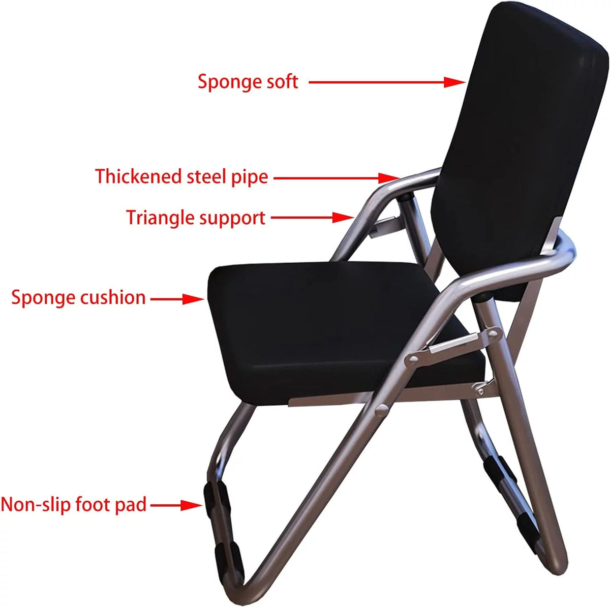 Folding Ergonomic Padded Office Chair Steel Frame Black N961