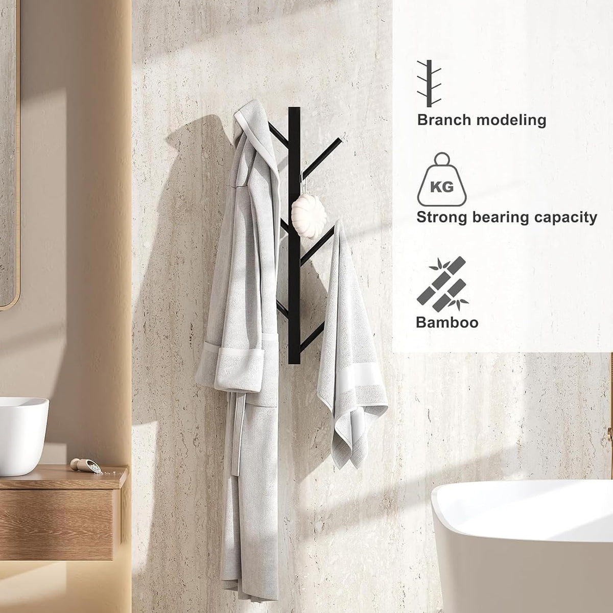 2 Pack Matte Black Metal Coat Rack K308930