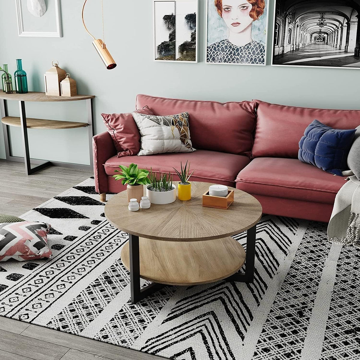 Rustic Wood Round Coffee Table N7446