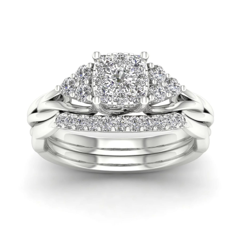 Diamond 10K White Gold Bridal Ring Set Q576051