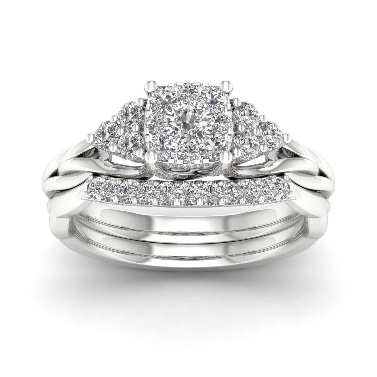 Diamond 10K White Gold Bridal Ring Set Q576051