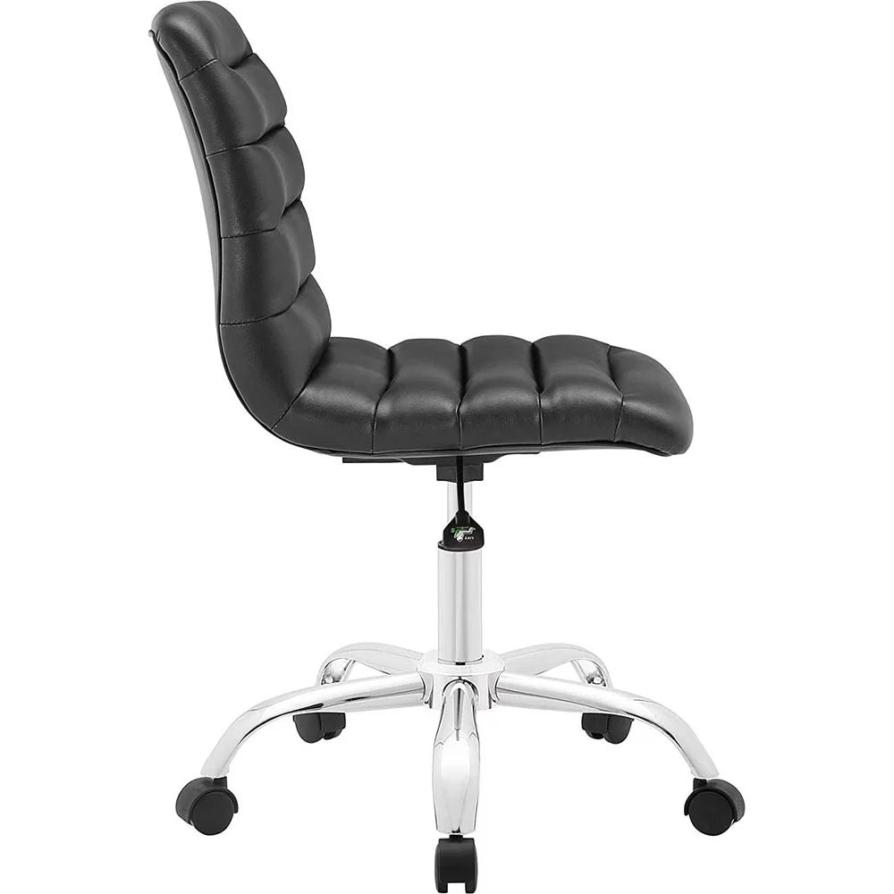 Black Ribbed Armless Swivel Office Chair 2-Pack A71028