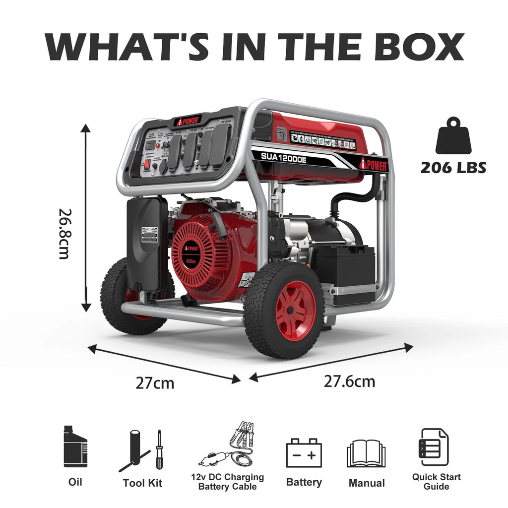 12000 Watt Portable Gas Powered Generator with Electric Start S216