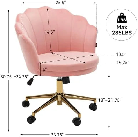Pink Velvet Swivel Vanity Chair with Wheels O910