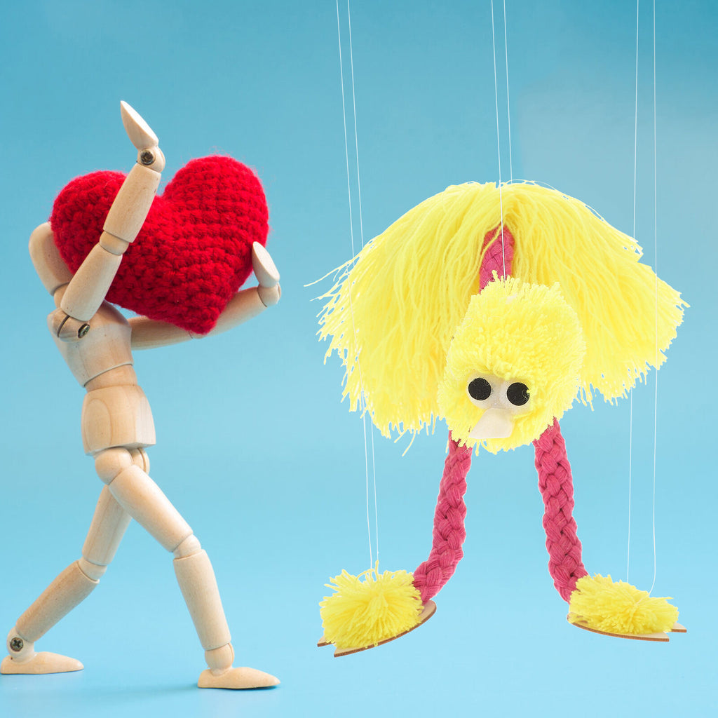 5PCS Pull String Plush Ostrich Marionette Toy (Yellow) W69789
