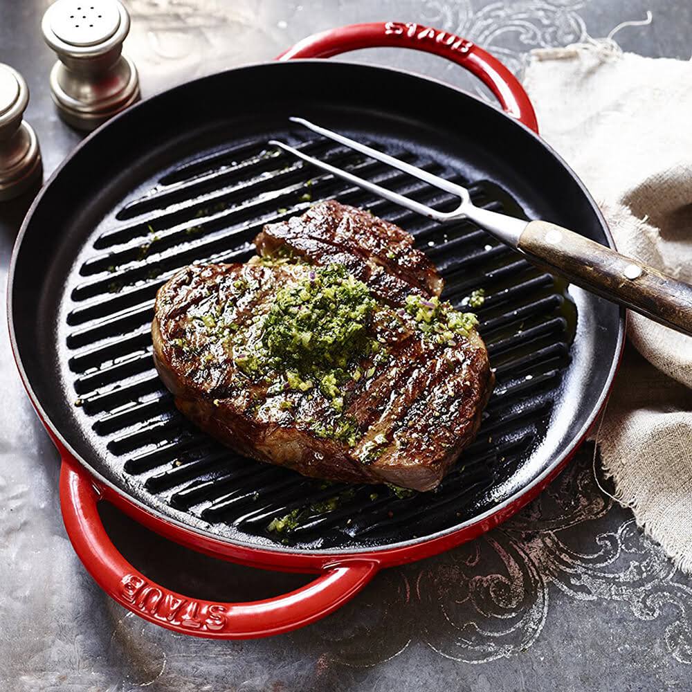 Cherry Red Round Grill Pan T5612