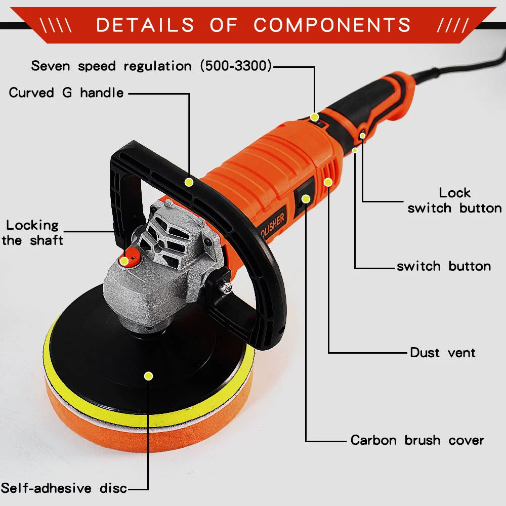 1580W Variable Speed Dual Action Random Orbital Buffer Polisher R4250