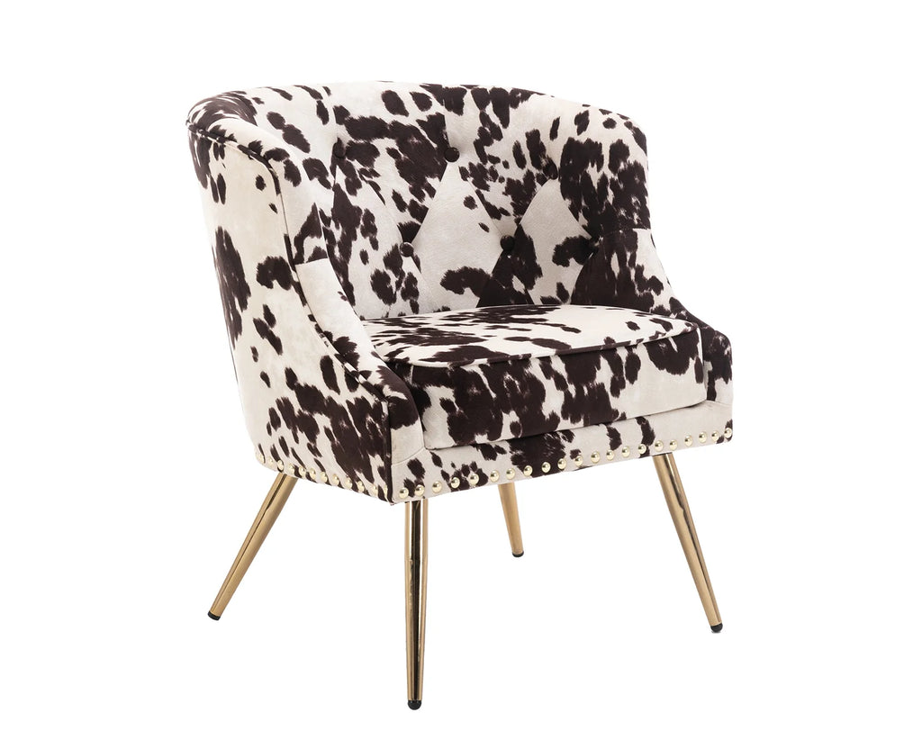 Modern Barrel Accent Chair, Velvet Curved Back Upholstered Single Sofa Club Chair with Button Tufting and Nailhead Trim H831584