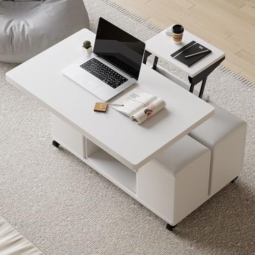 White Lift Top Coffee Table with Hidden Storage R45529
