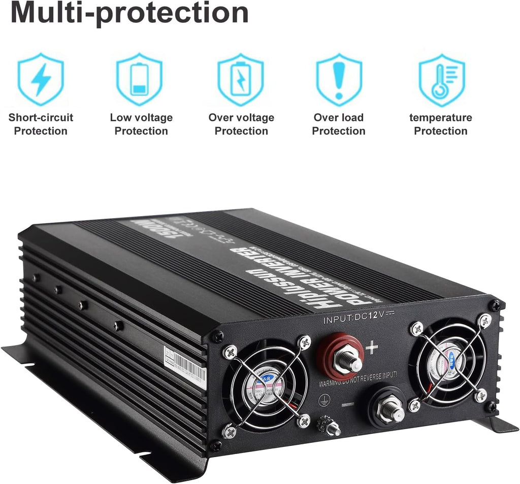 1500 Watt 12v to 110v Power Inverter DC to AC Modified Sine Wave with USB Port and Dual AC Outlets C332