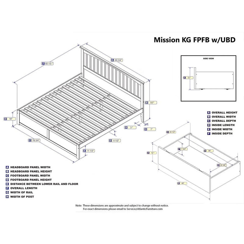 White Solid Wood King Storage Bed T1411