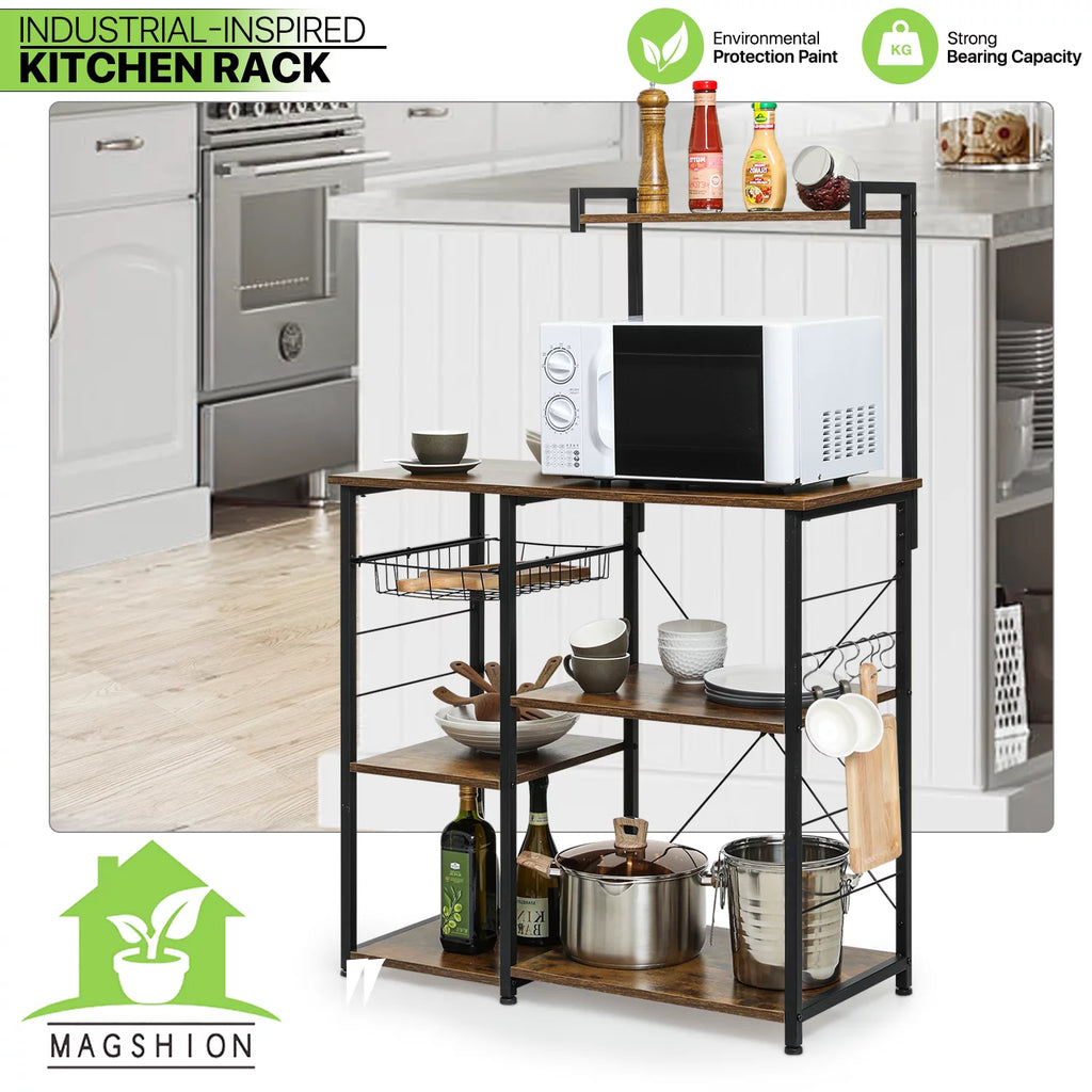 Brown 6 Shelves Kitchen Bakers Rack L116793