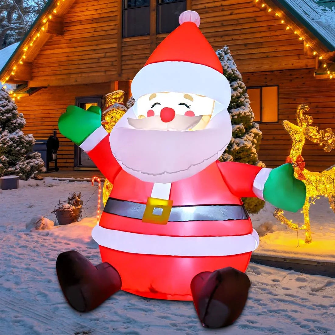 5 FT Christmas Inflatable Sitting Santa Claus with LED Lights V745
