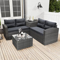 4Pcs All-Weather Rattan Wicker Patio Furniture Set with Storage Box & Table G599