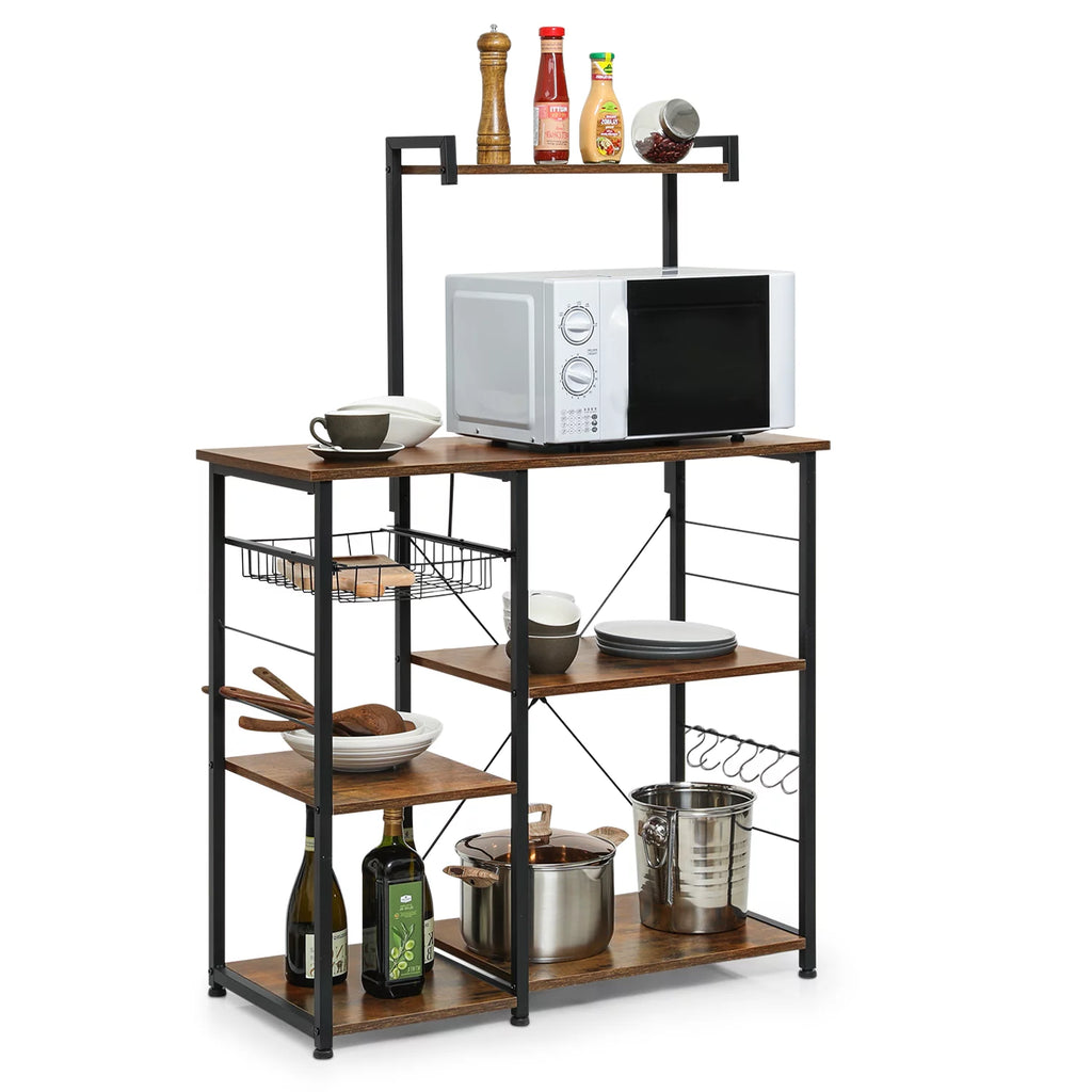 Brown 6 Shelves Kitchen Bakers Rack L116793