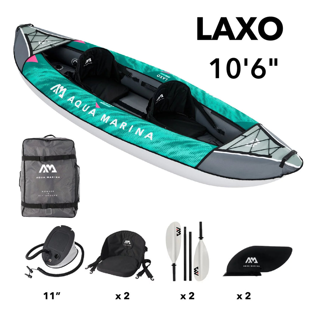2 Person Inflatable Recreational Kayak with Carry Bag, Paddle, Fin, Pump & Safety Harness K565748