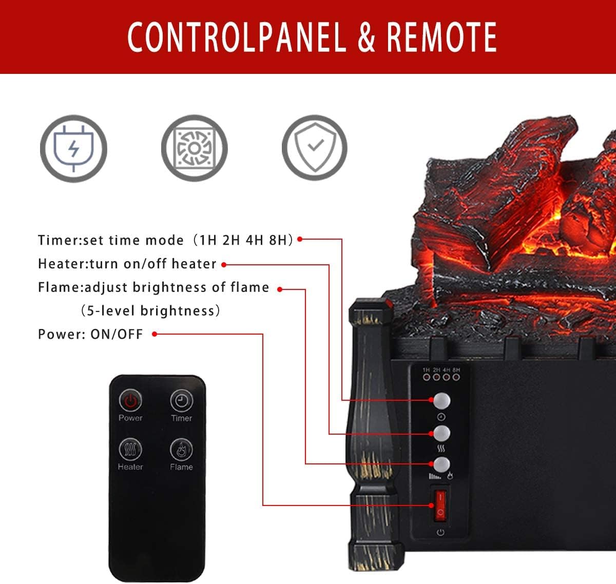 21in Electric Fireplace Inserted Heater T9856
