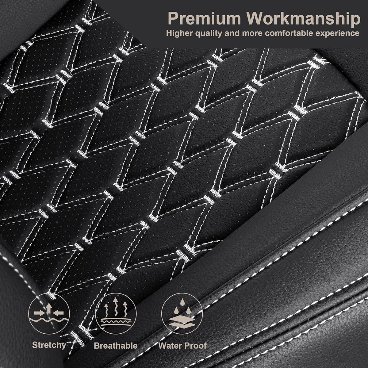 Black Pu Leather Car Seat Covers for Tesla Model Y V7308