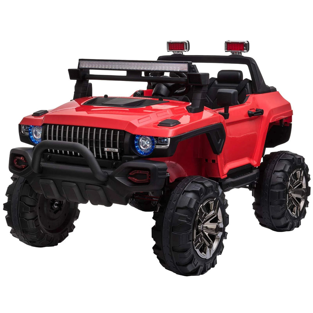 Red 12V Kids Electric 2-Seater Ride on Police Car SUV Truck Toy with Parental Remote Control Z561429
