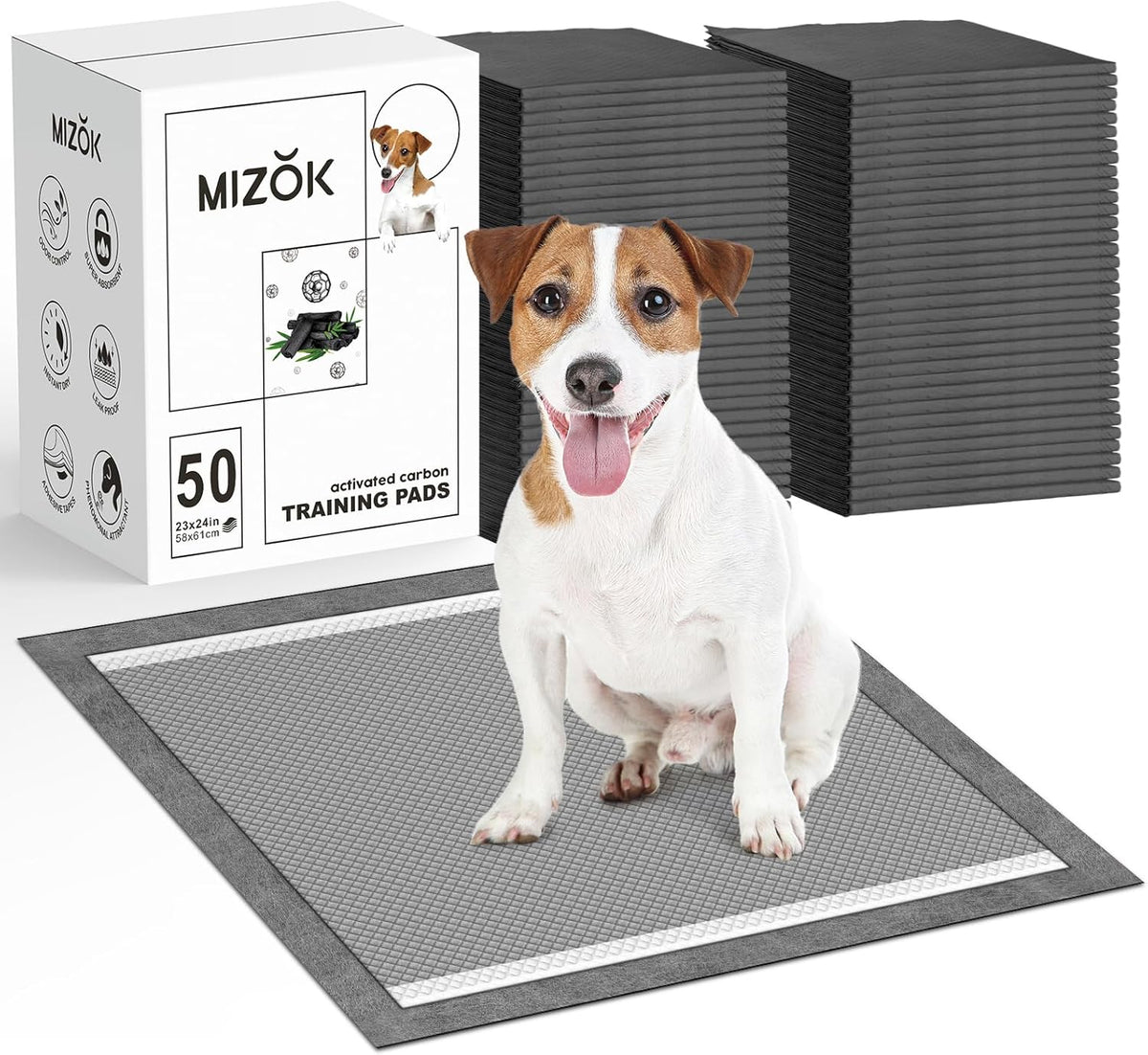 Charcoal 50 Counts 23X24in Dog Pee Pads M677064