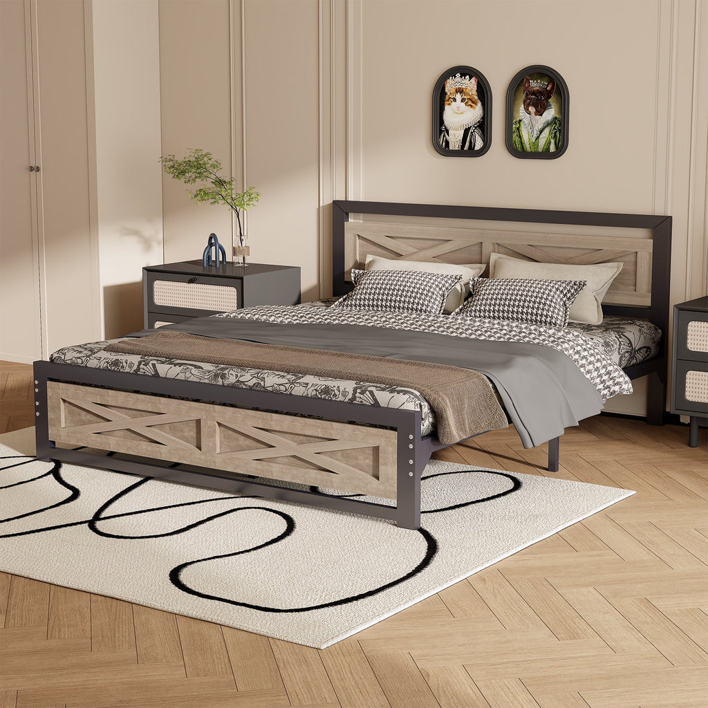 Platform Bed Frame with Headboard, Twin Size Bed C283