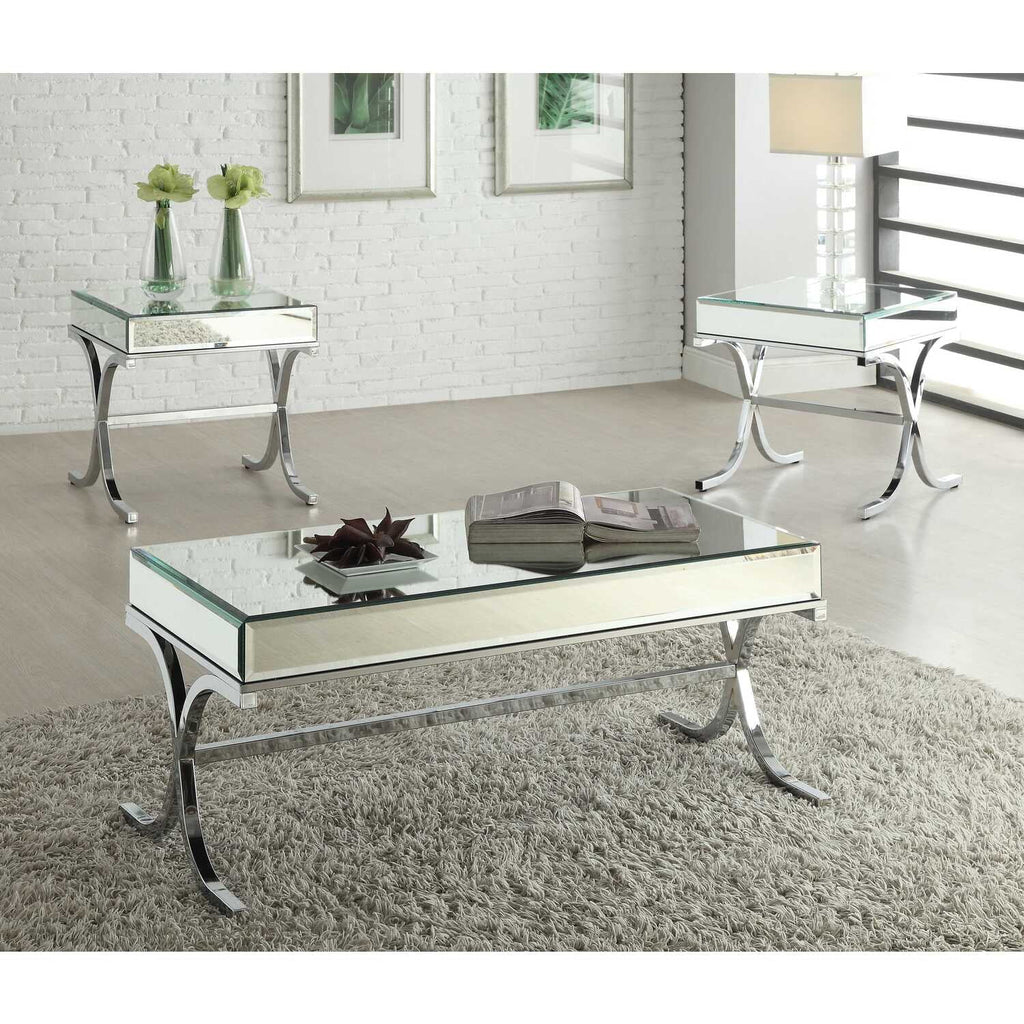 Mirrored Top Tube End Table S624